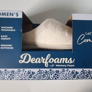 Dearfoams Blue and White Memory Foam Slippers